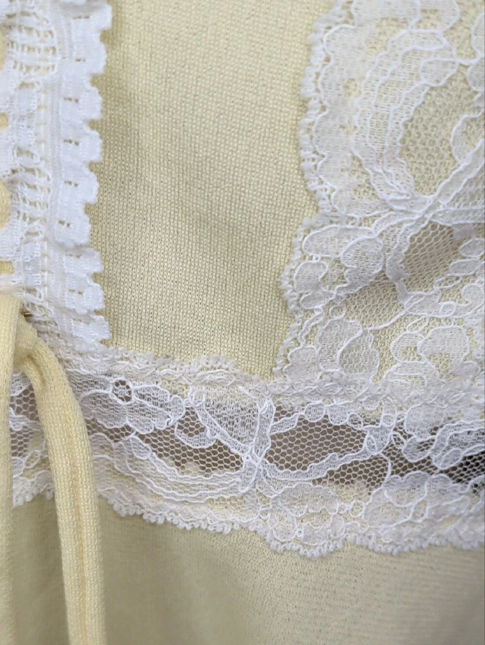 Vintage Pandora By Chic Babydoll Chemise Top Camisole Yellow Lace -Trim SZ M MCM